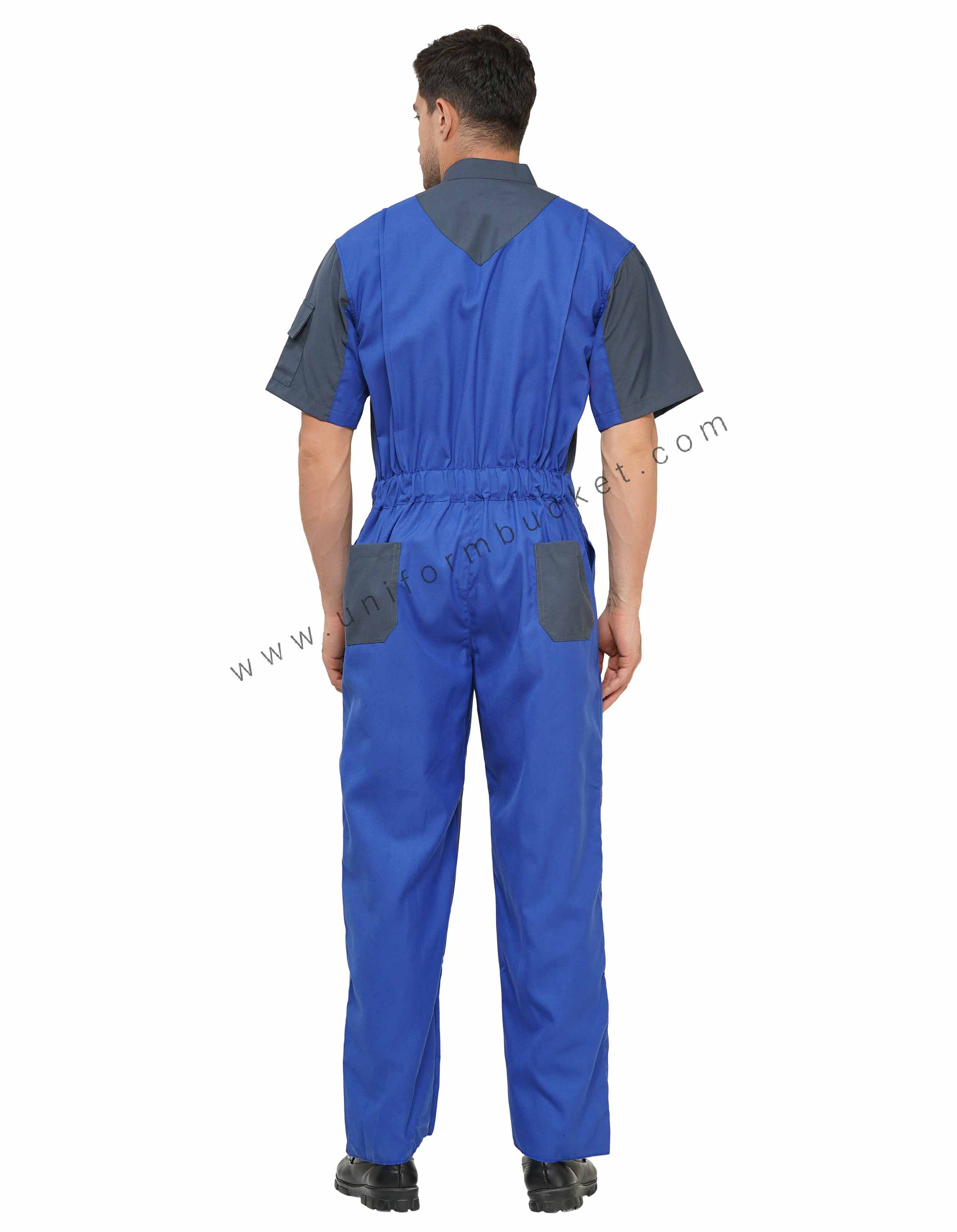 Royal Blue Designer Dungaree With Dark Grey Trim with Half Sleeve thumbnail 3